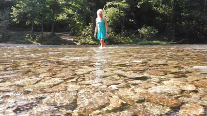 Alexa Cosmic: Sexy T-girl Swimming in Mountain River and Wetting Teal Summer...