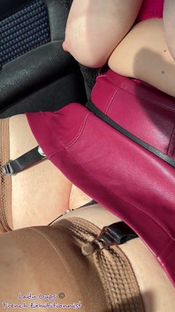 Stockings Suspender Belt Mini Skirt Without Panties and Big in Car
