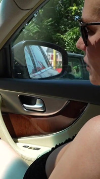 An Adult Woman Jerks off and Squirts in a Car with Strangers!