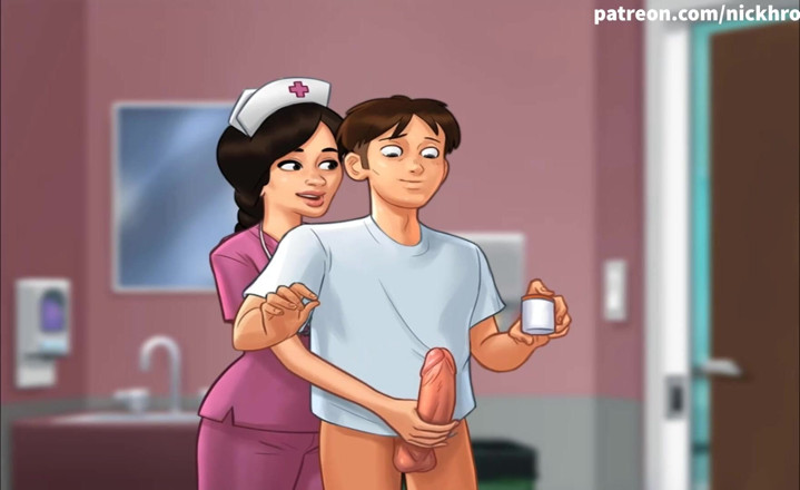 Cartoon Universal: Summertime saga part 139 - hospital nurse jerk my big boner ( Spanish...