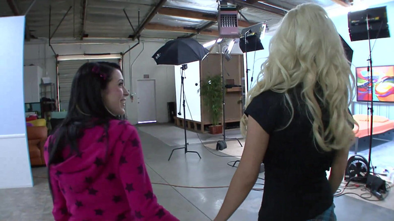 Lesbian Illusion: Lesbian duo on the bed in toying, licking and scissoring...