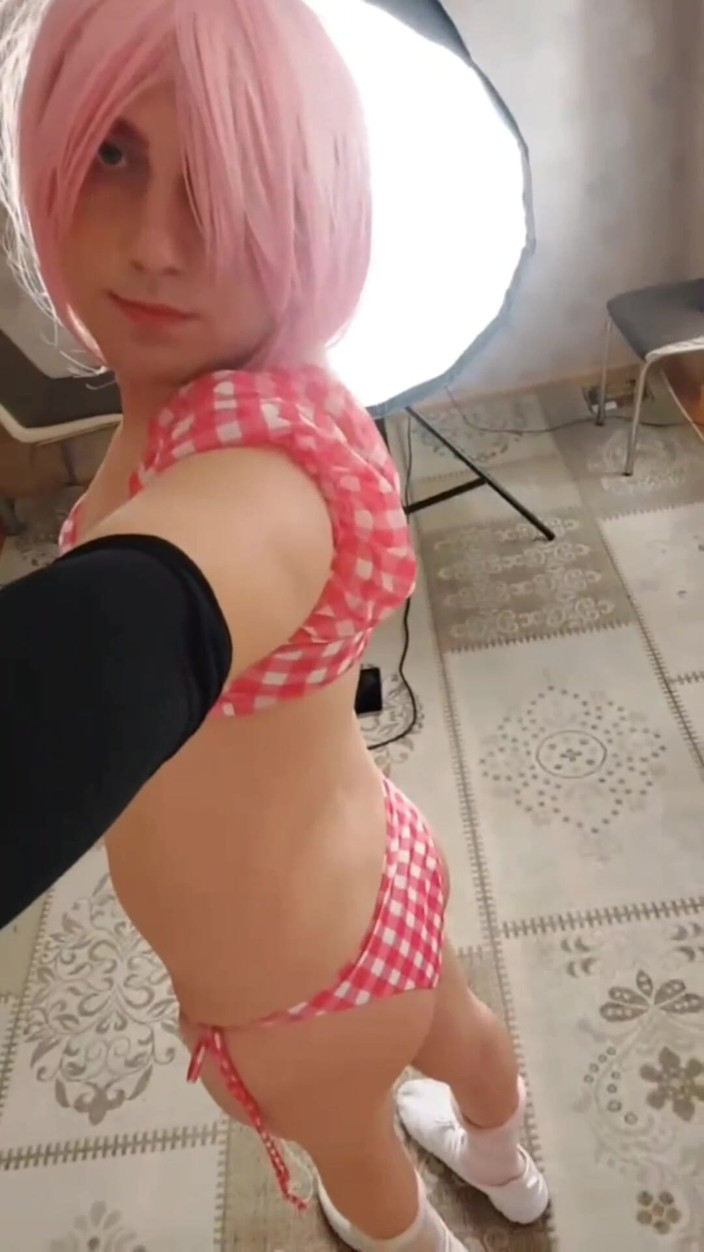 Kitty_Cross: Femboy in Bikini Looks Slutty Pretty Attractive