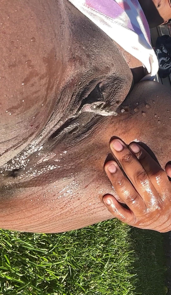 Blue LaSirene: Slow Motion Outdoor Peeing