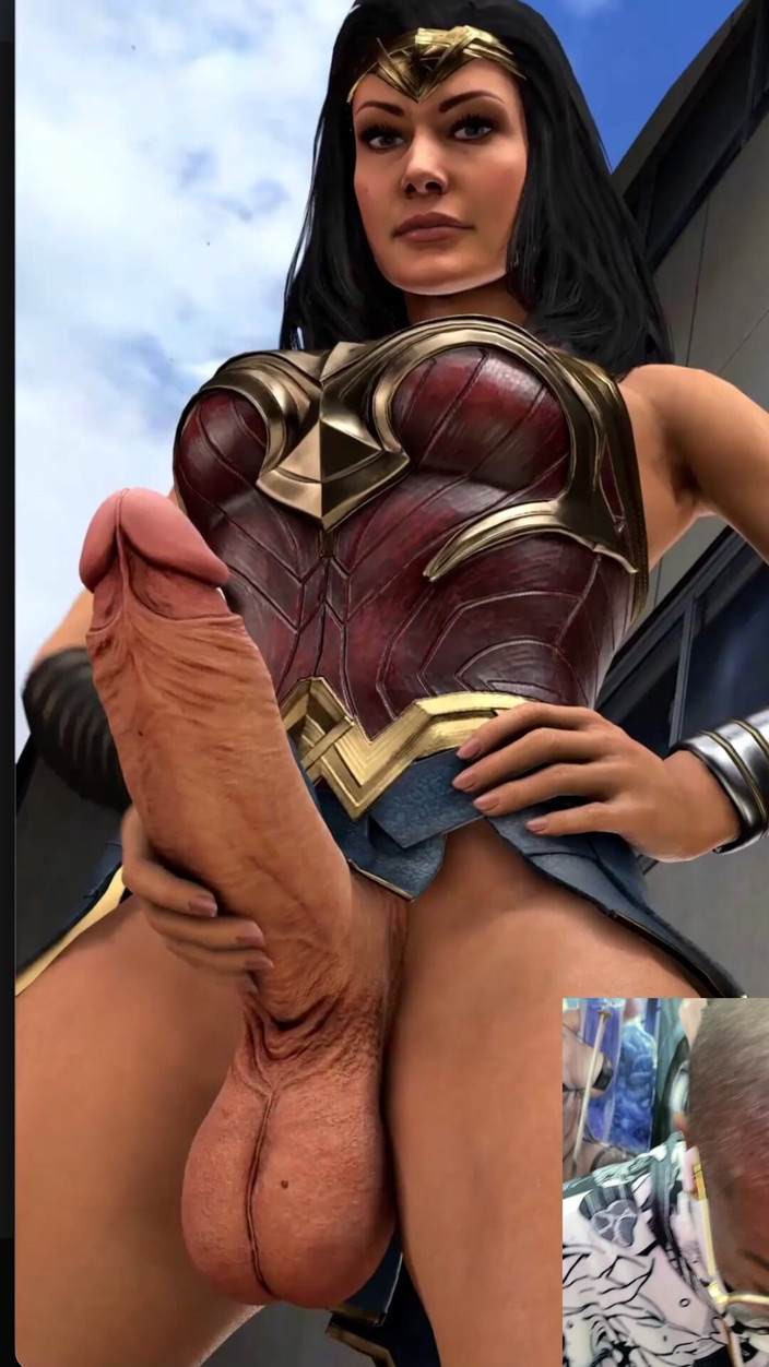 L6RD7BLU3 FUTA: Wonder woman ngocok kontol transgendernya dengan santai
