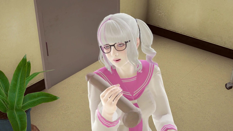 Waifu club 3D: College girl jerk off cock teacher in the library