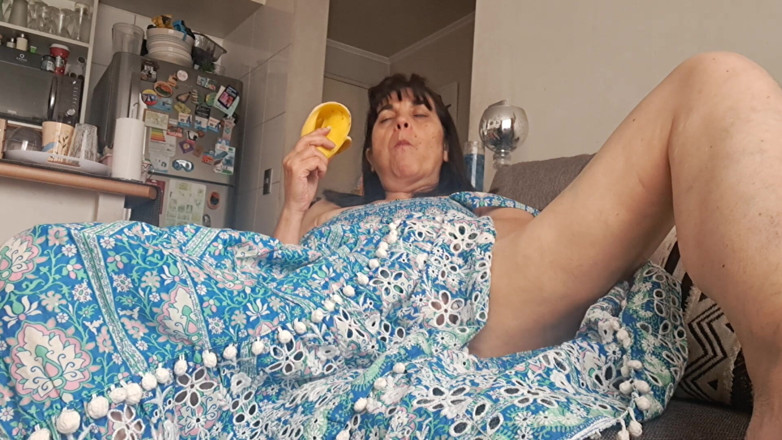 Mommy big hairy pussy: Stepmom in Armchair Touching Her Pussy