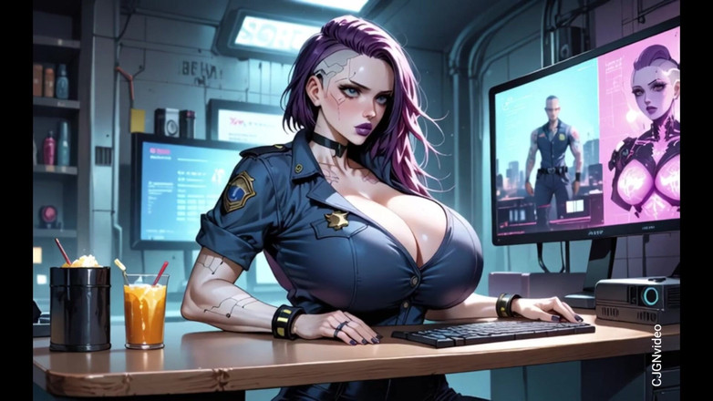 Hot girl dancing: Une fille cyberpunk se déshabille au bureau (animation ai)