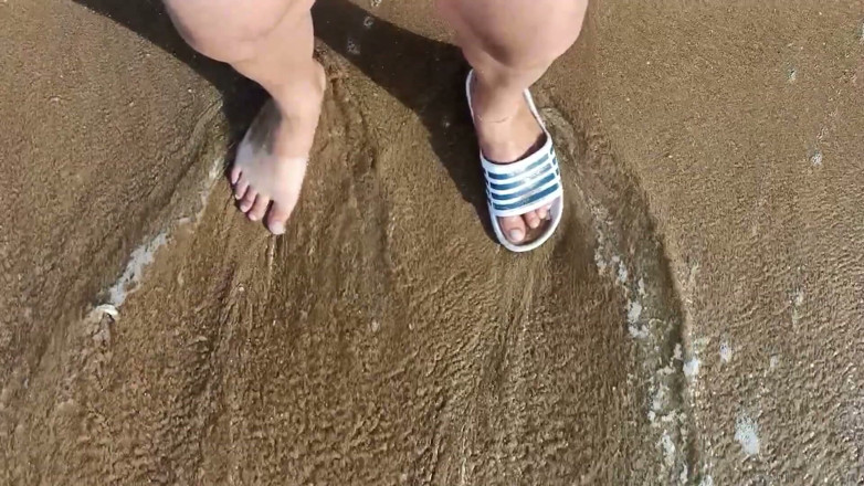 Idmir Sugary: Feet and the Sea Extra Slowmotion - One Foot Barefoot and...