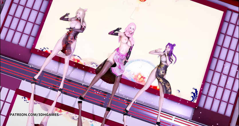 3D-Hentai Games: Tougen Renka - Striptease Ahri Kaisa Seraphine hot erotic dance