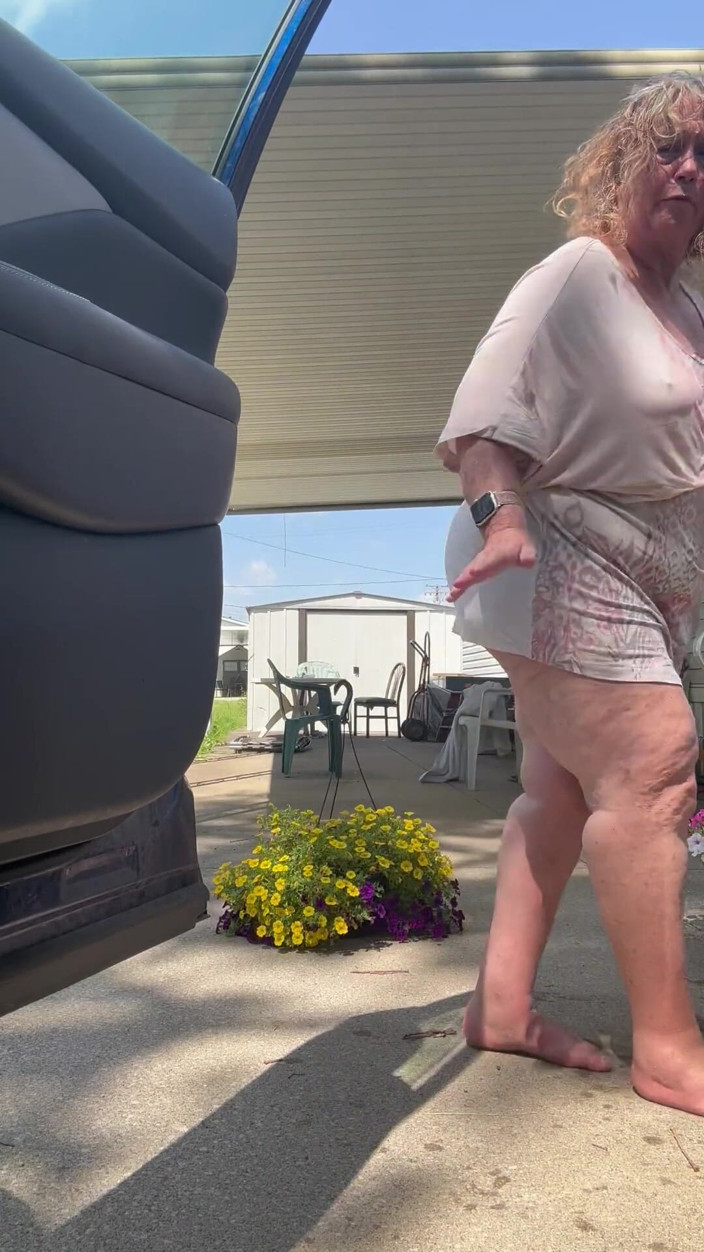 Big Ass 4 U: Watering Flowers Flashing Tits and Ass