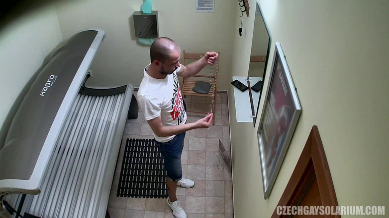 Czech Gay Solarium: Czech Gay Solarium 15 Buff Bald Stud Caught Fully Exposed