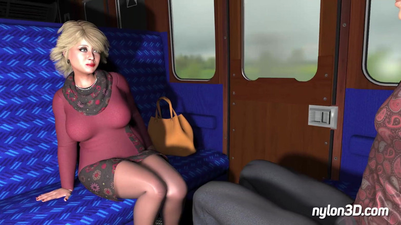 N3D animation: Train ride with horny blonde