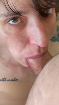 Sitting on Top of My Chest, He Fucks My Mouth Wildly and Sloppy