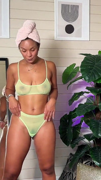 Transparent Lingerie Try on for Black MILF