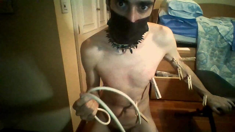 Slave Sparrow: Webcam BDSM Session (whipping, Clothespins, Anal)