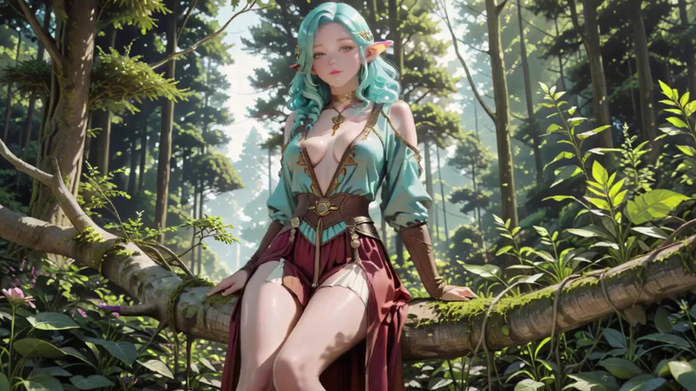 Seraphina Vale: Forest Fantasy! Green-haired Mage &amp; Blue Elf in a Private Walk