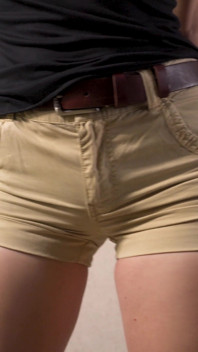 Teen Amateur In Tight Shorts Teases Her Visible Panty Line