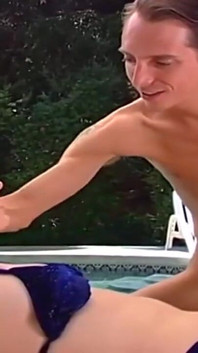 Hot 20 Year Old Blonde Fucked in the Pool and Gets Her Mouth Full of Cum
