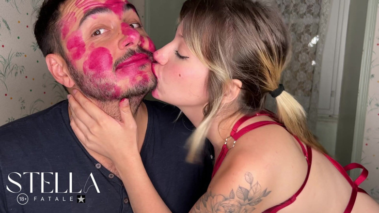 Stellafatale: Non Stop Lipstick Kisses All Over His Face