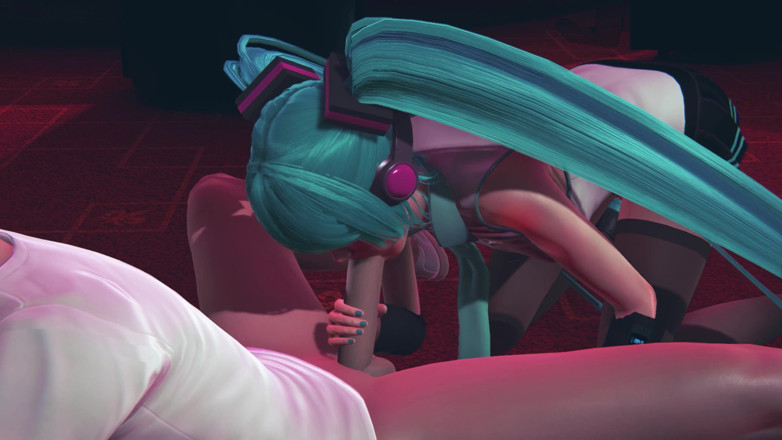 Waifu club 3D: Miku gives a blowjob to a guest