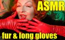 Arya Grander: Fur fetish and long leather gloves pin up MILF