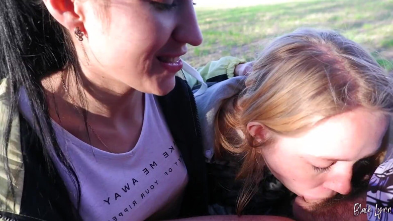 YSP Studio: Girls Training to Be Sluts - Outdoor Double Blowjob &amp; Cum Swap...