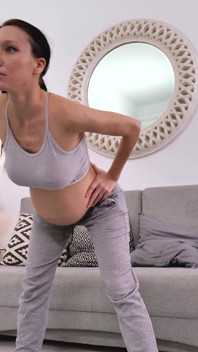 Big Preggo Belly MILF Stretching Her Flexi Body