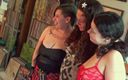Transexual Fun: Candid behind the scenes footage of two females with a...