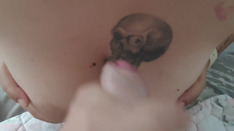AmateurSex95: AMATEUR ITA handjob and cum on my big tits