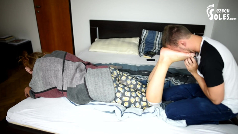 Czech Soles - foot fetish content: Excited by her big bare feet in his face
