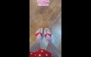 BBW nurse Vicki adventures with friends: Nv Shows off Her Sexy Feet in Red Flip Flops