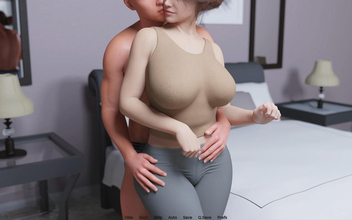 Adultgameplayvideos studio: Hjärtproblem - kapitel 5 - Amelie märkte Johns utbuktning när han applicerade fuktkräm