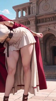 Blonde Queen! Private Morning Reading in the Roman Court, Silk Stockings Crossed, Forbidden Lip Touch!