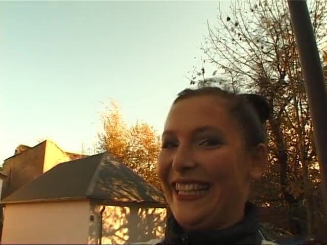 Lucky Cooch: German girl giving an outdoor interview
