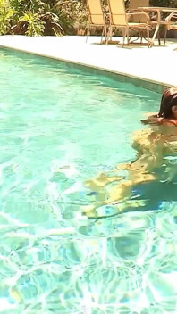 Blonde stepmother seduces skinny teen on vacation for lesbian sex