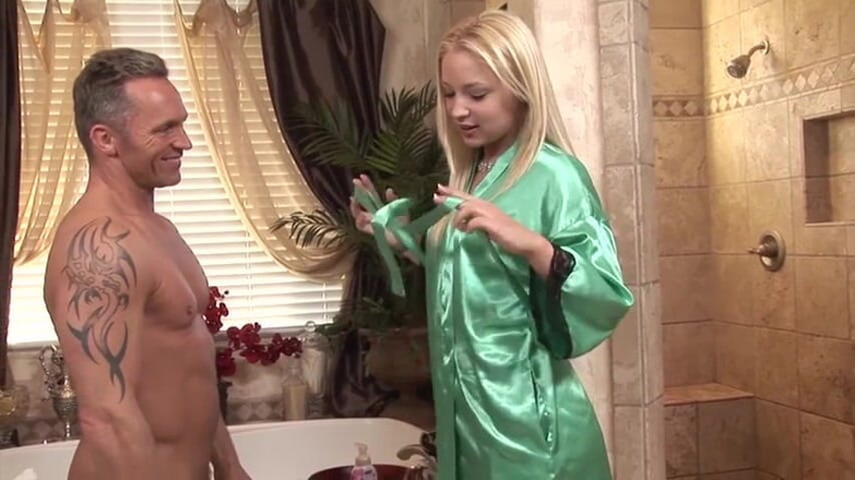 Massage Parlor: Blonde babe is blowing dude's hard dong at the massage