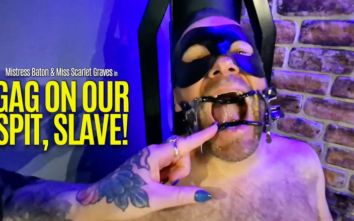 MistressBaton: हमारे थूक पर गला घोंटना, गुलाम!