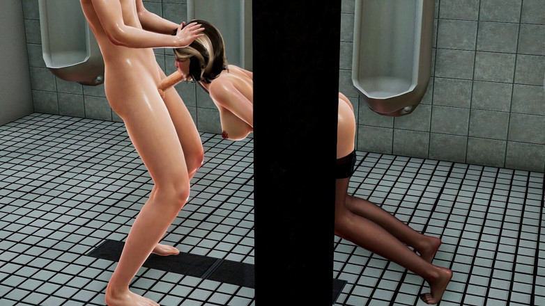 Joas22222: 穿着连裤袜厕所的热辣女孩的3D成人动漫 - 享受手淫大鸡巴抚摸特写，寻欢洞口交