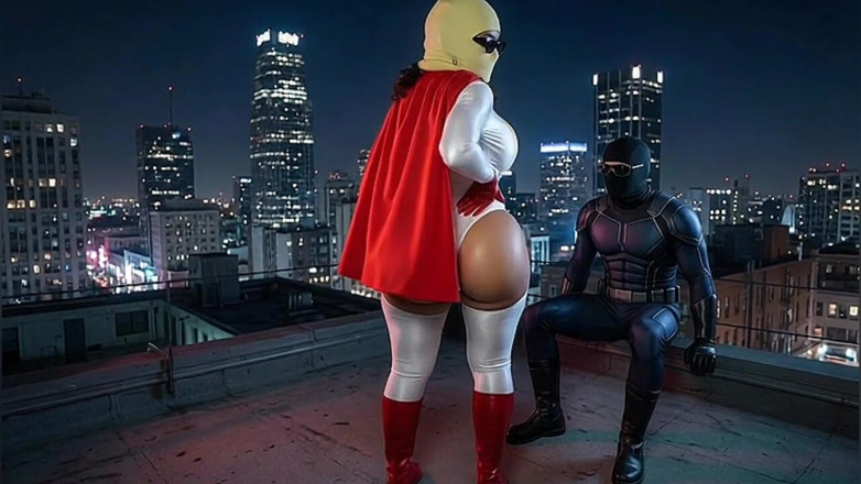 Animate golden: Petite Big Ass Superheroine in White and Red Showing Her...