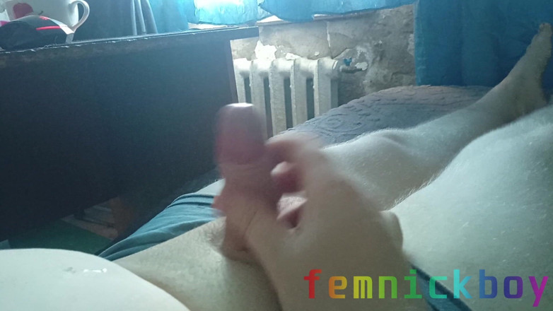 femnickboy: Fat Sissy Jerks off His Floppy Cock and Cums