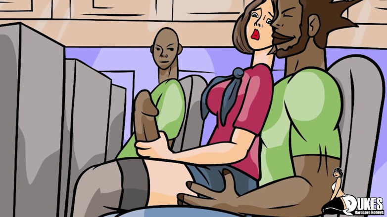 Dukes Hardcore Honeys: Flight attendant black Bred on a plane