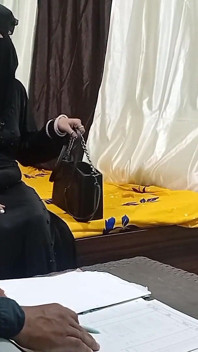 Pretty Girl in Hijab Playing with Officer's Cock for Signature