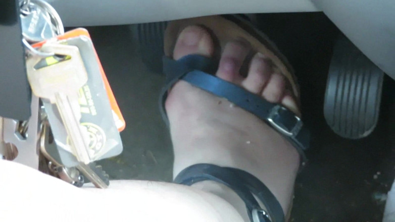 BBW nurse Vicki adventures with friends: Pedal Pushing Nurse Vicki works her car pedals in sandals