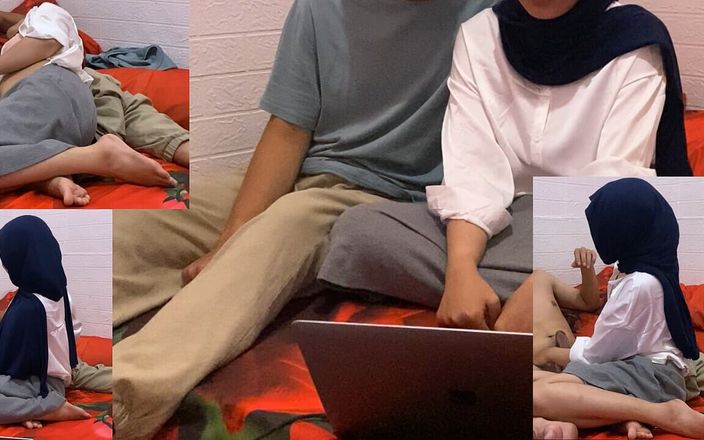Hamster_Ball: Hijab Girl College Handjob Dick While Doing College Assignment with...