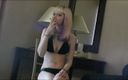 Femdom Austria: Tattooed teen with colored hair smoking a cigarette