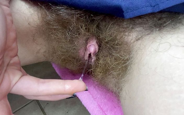 Cute Blonde 666: Close up erected clitoris wet orgasm hairy pussy nasty