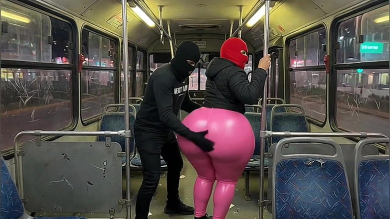 Animate golden: Big Ass Girl in Black Pants Gets Pressed in the...