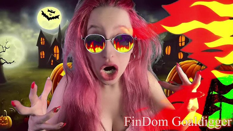 FinDom Goaldigger: ハロウィーンに変身し、コック弱虫を削除しました