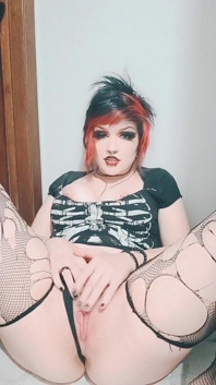 Sneaky Little Goth Slut Secretly Masturbates in the Family Bathroom