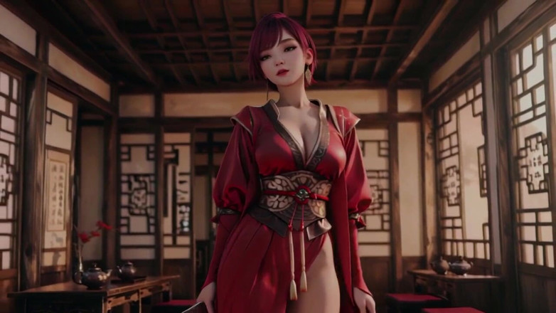 Seraphina Vale: Red-haired Goddess in Oriental Seduction! the Ultimate Contrast Between the...